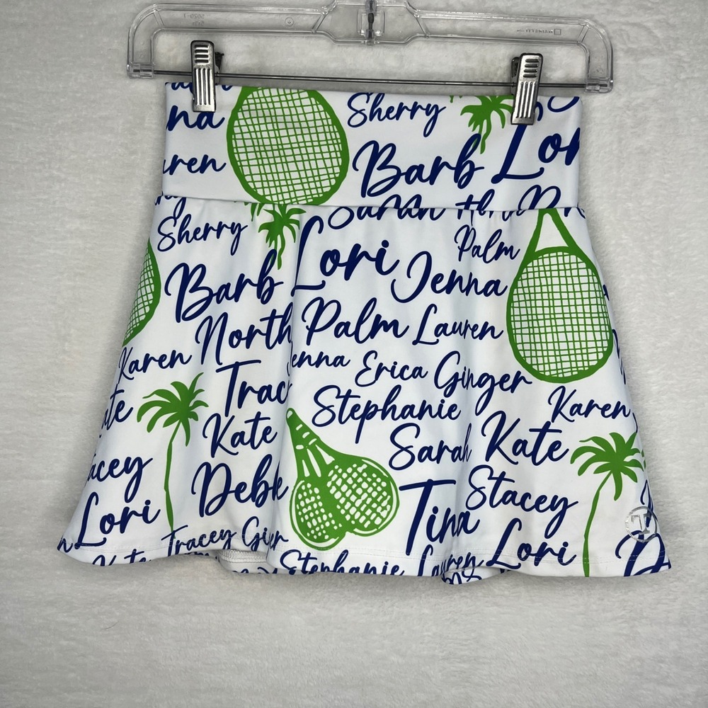 Tina + Jenna Tennis Skirt White‎ Blue Green Athletic Skort Womens